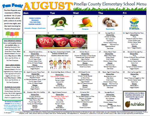 August Lunch Menu August Lunch Menu